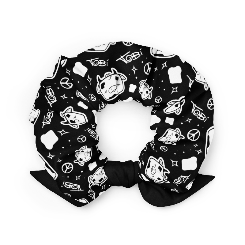 Tobi the Peacemaker Scrunchie with Black Bow.