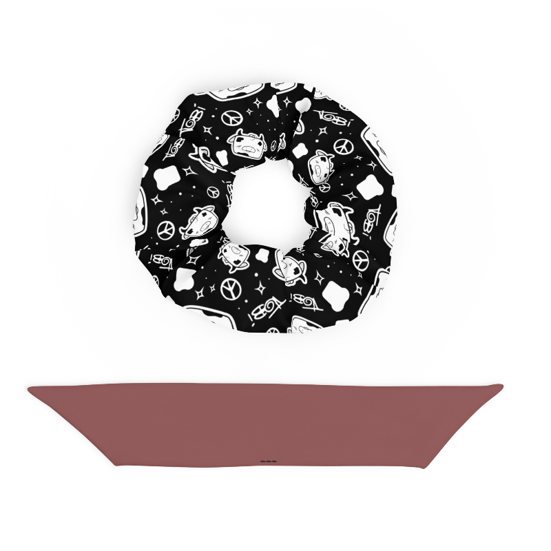 Tobi the Peacemaker Scrunchie with Detached Pastel Pinky-BrownBow.