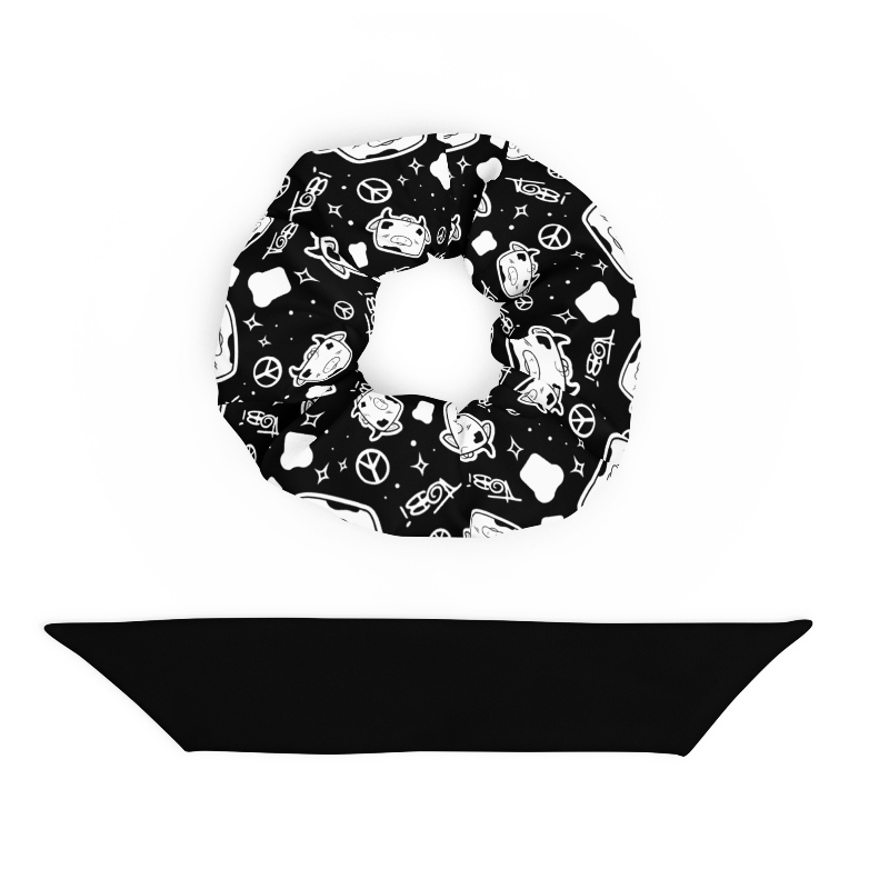 Tobi the Peacemaker Scrunchie with Detached black Bow.