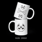 Stacked view of the 20oz mug from the Memento Mori collection, featuring Manxx the Magician graphics.