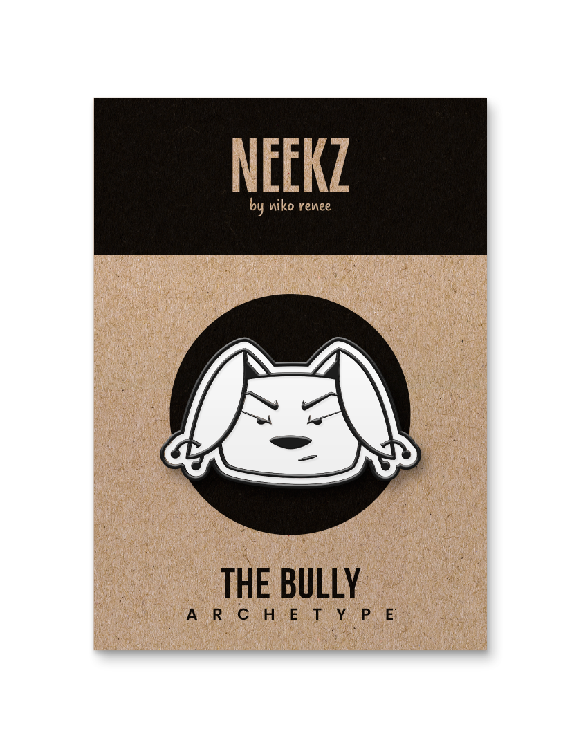 Bu the Bully Enamel Pin (Black Metal + White Enamel)