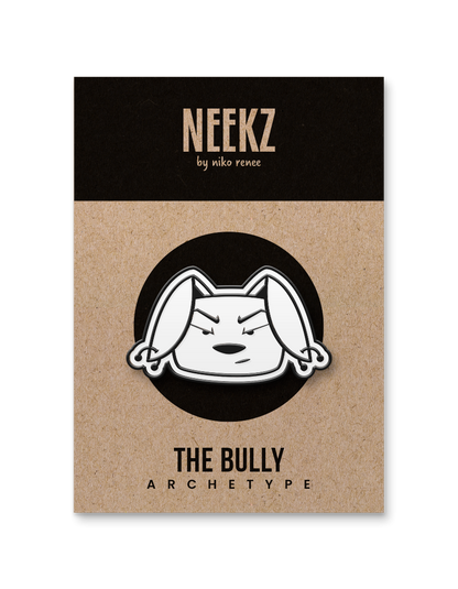 Bu the Bully Enamel Pin (Black Metal + White Enamel)
