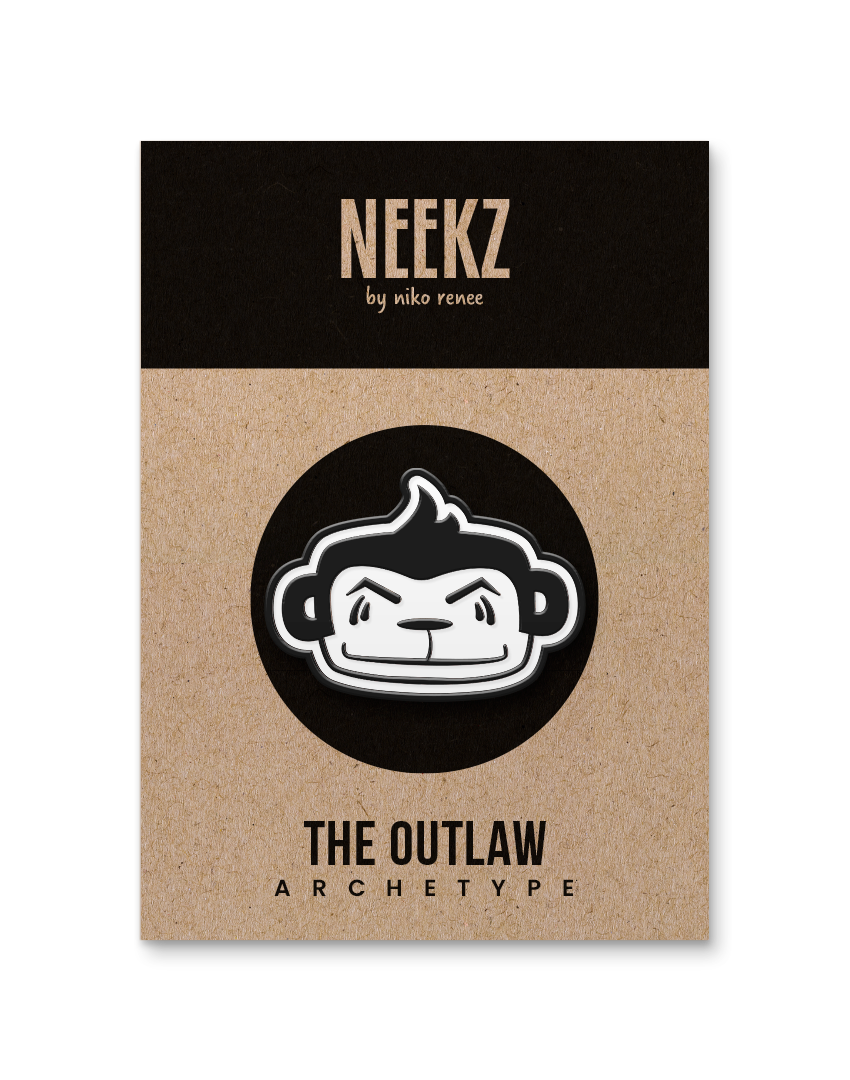 Freddie the Outlaw Enamel Pin (Black Metal + White Enamel)