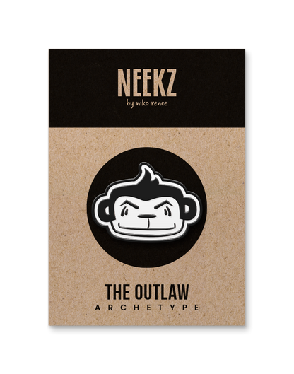 Freddie the Outlaw Enamel Pin (Black Metal + White Enamel)