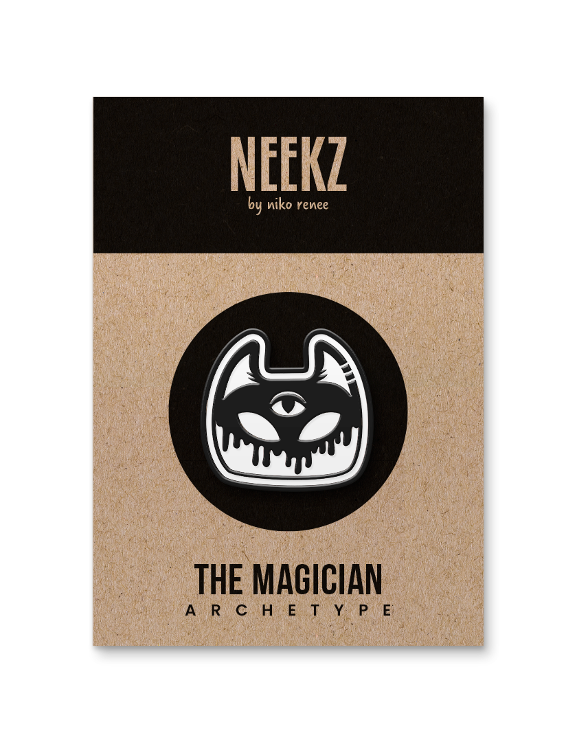 Manxx the Magician Enamel Pin (Black Metal + White Enamel)