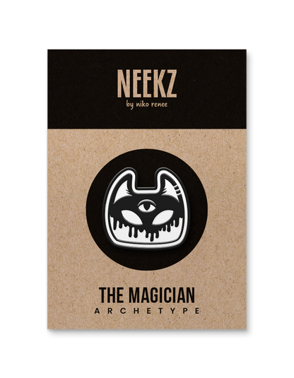 Manxx the Magician Enamel Pin (Black Metal + White Enamel)