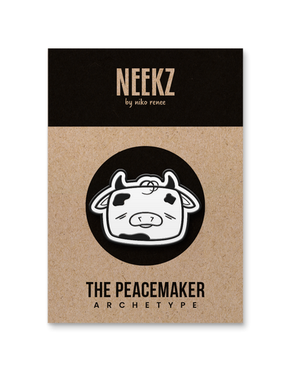 Tobi the Peacemaker Enamel Pin (Black Metal + White Enamel)