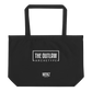 Jumbo black tote bag with white "The Outlaw Archetype" imprinted on the back.