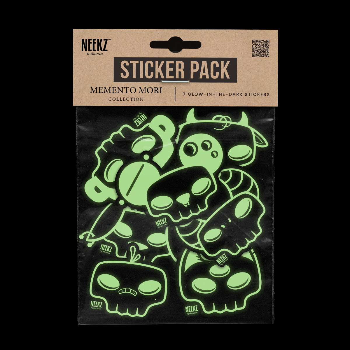 Glow-in-the-dark Sticker Pack, lights off.