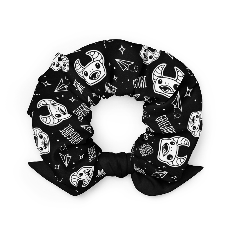 Gregore the Sage Scrunchie with Black Bow.