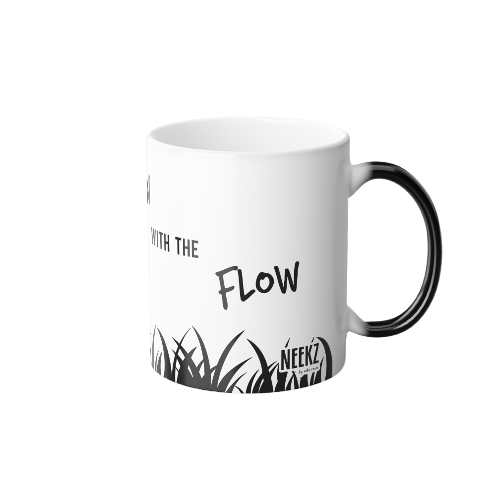 Right side, when hot, of heat reactive "Grow with the Flow" mug.