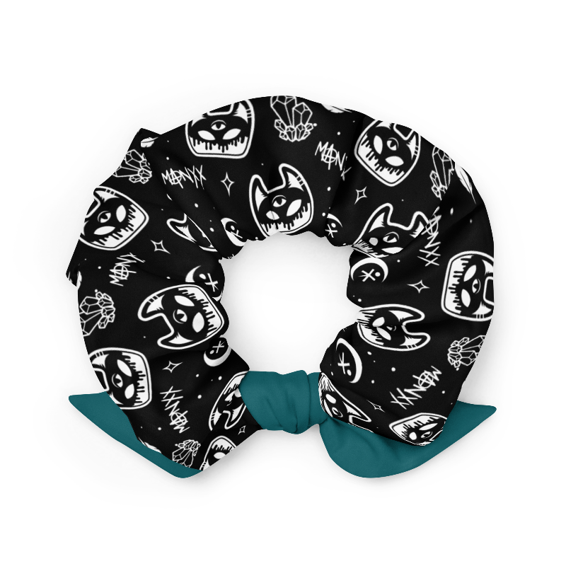 Manxx the Magician Scrunchie with Deep Atlantic Blue Bow.