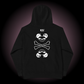 Paninj the Creator black kids hoodie, backside, with skull and crossbones graphic.